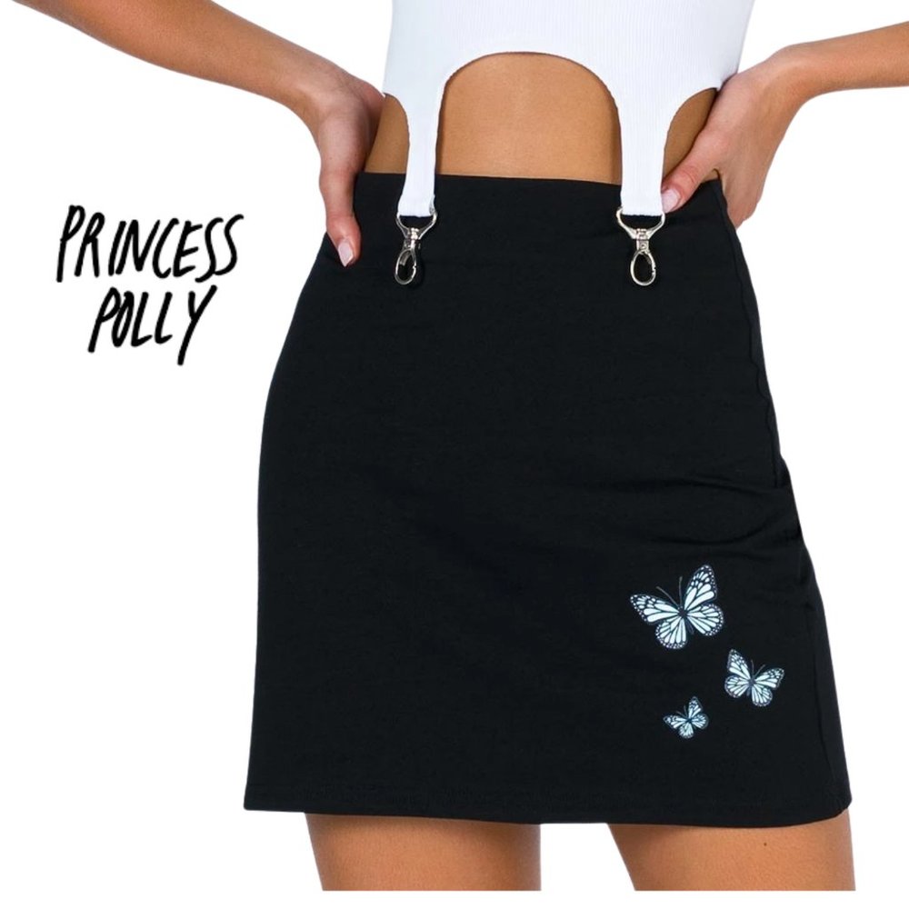 NEW Princess Polly Dahlia Mini Skirt Black, Sizes 8, 10 & 12 - Picture 2 of 13